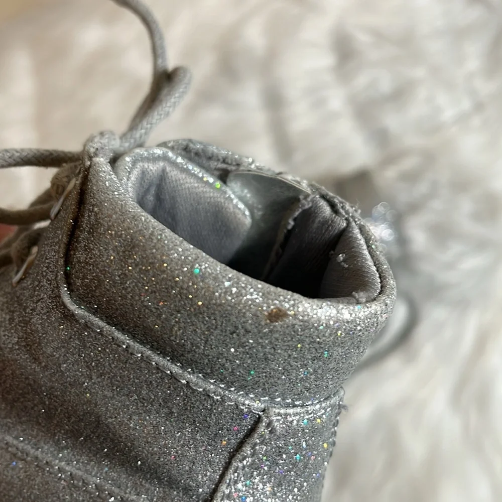 Mia Silver Glitter Lace Toddler Boots